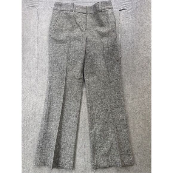 Tory Burch Pant Womens 2 Gray Herringbone Wool Blend Ankle Kane Trousers Classic - Picture 2 of 9